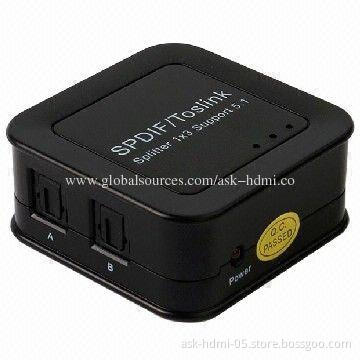 Digital Optical Audio Splitter, 1x3 Supports 5.1 DTS PCM